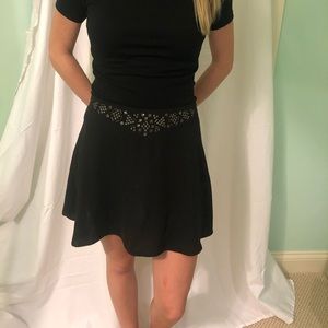 Black embellished mini skirt